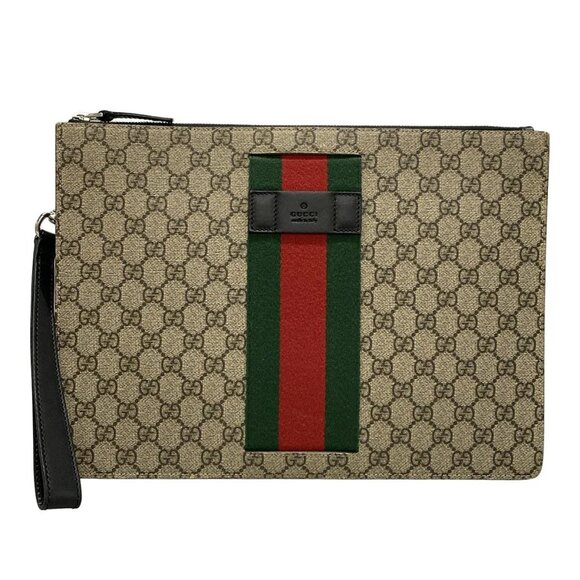 Auth GUCCI GG Plus / GG Supreme / Shelly 433665 Beige Dark Brown Multi PVC - Picture 1 of 16